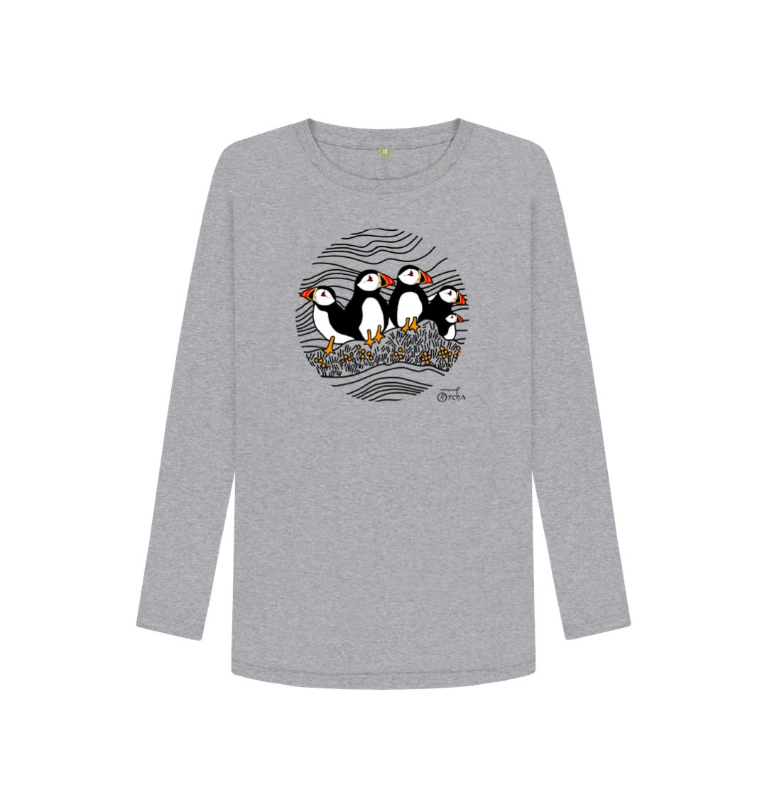 Athletic Grey Puffins Circus Women's Long Sleeved T-Shirt