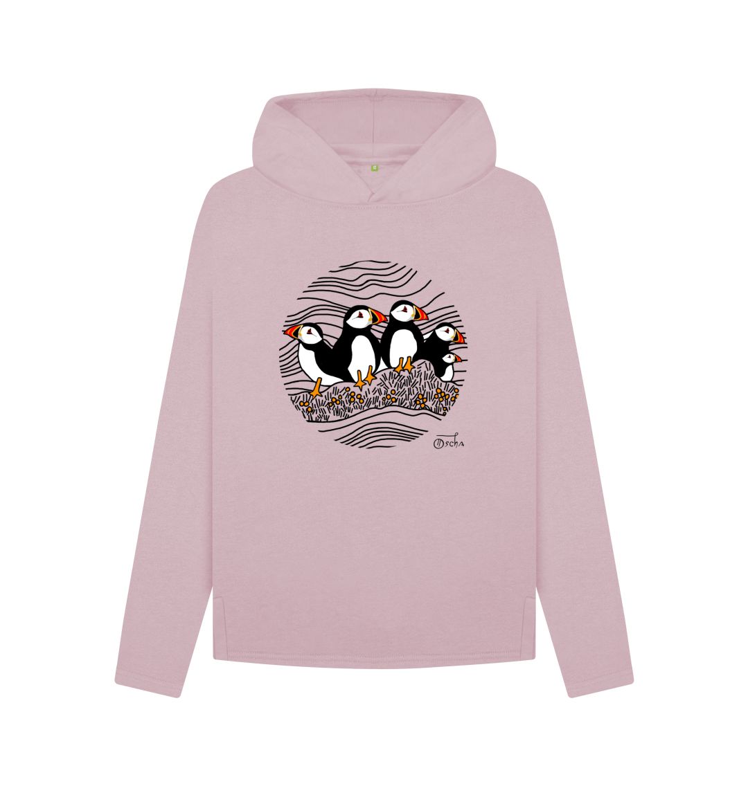 Mauve Puffins Circus Relaxed Fit Hoodie